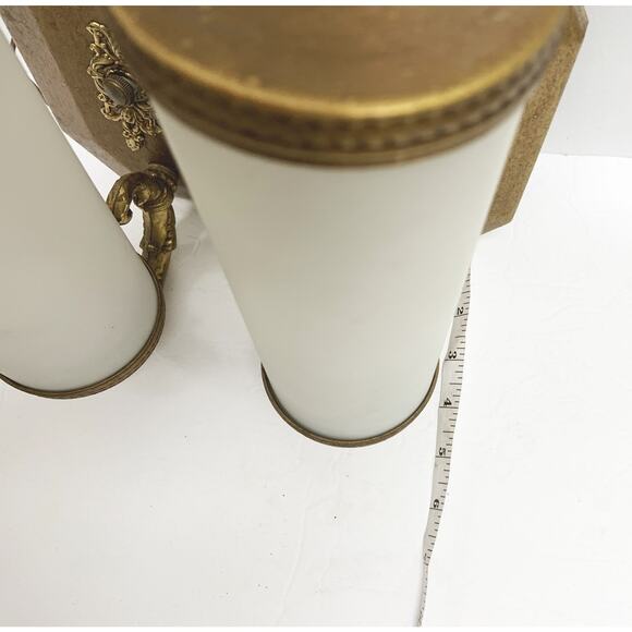 Vintage MCM Hollywood Regency Pair of Cylinder Wall Sconces - Picture 12 of 14